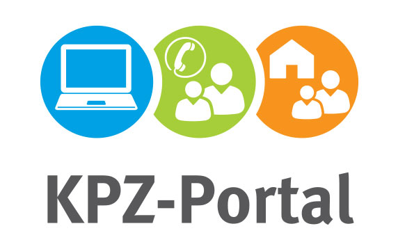 Logo des KPZ-Portals: Drei bunte Kreise, blau, grün und orange, die einander überlappen. Darin sind Symbole zu sehen.