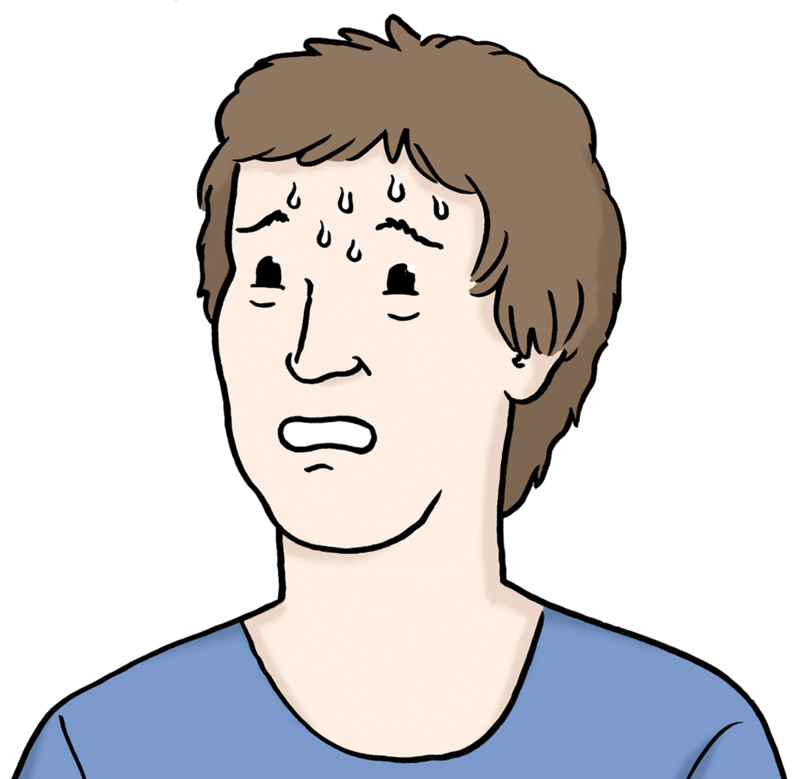 Illustration von einem schwitzenden Mann