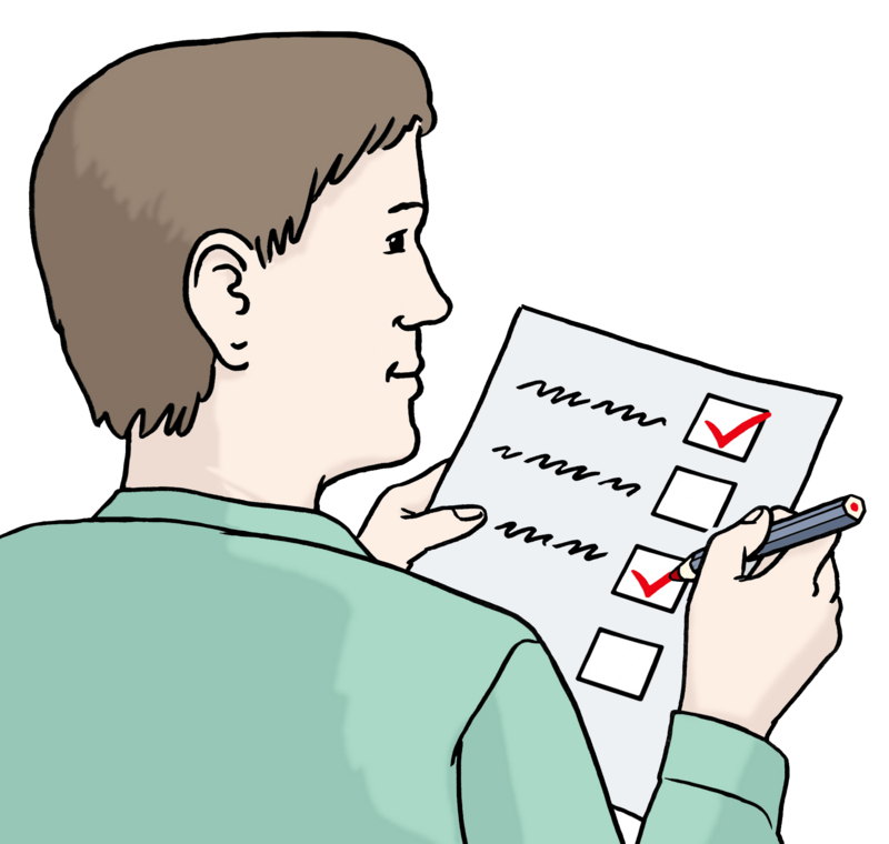 Ein Mann überprüft eine Checkliste