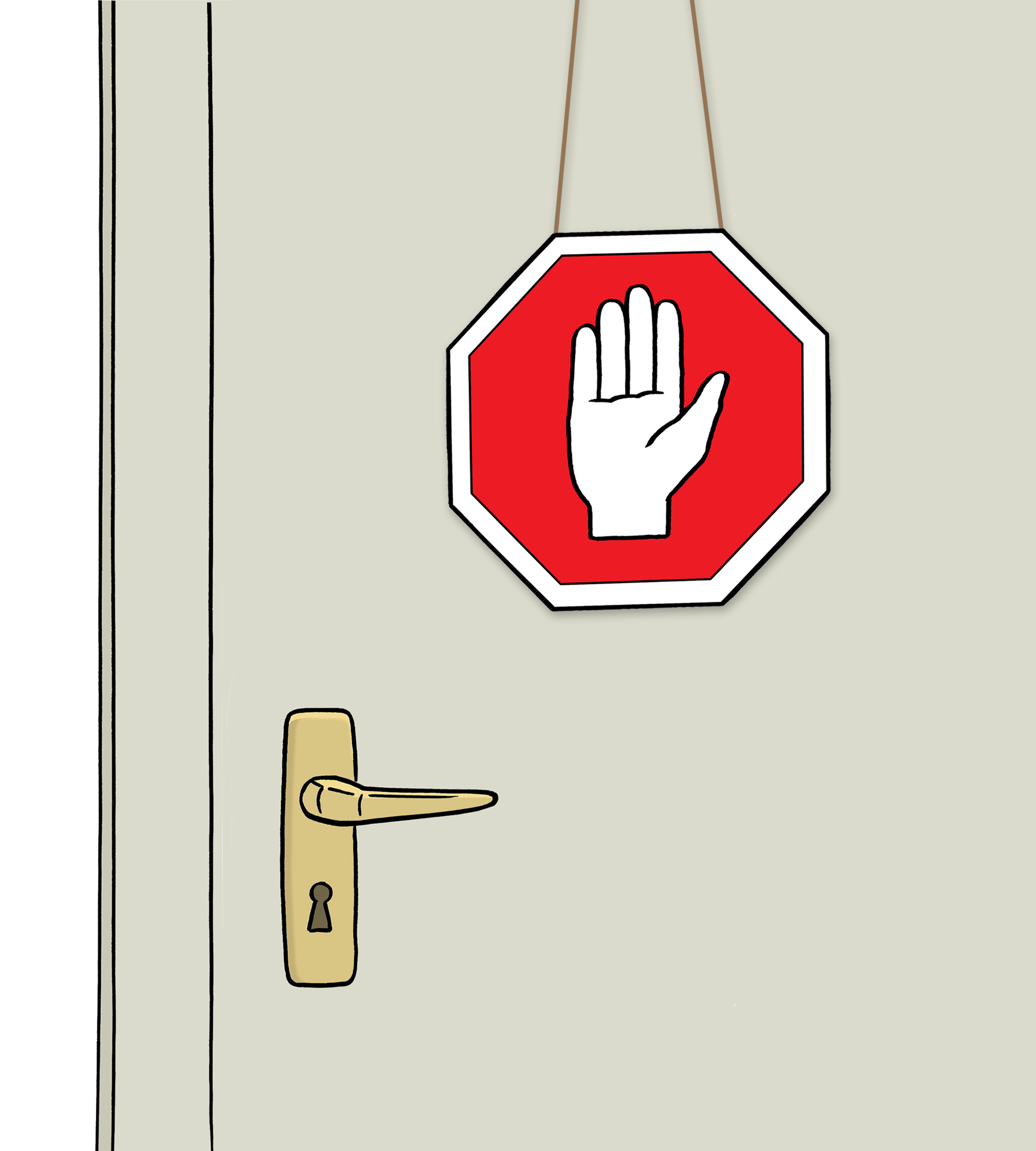 nicht-stören-Schild an der Tür