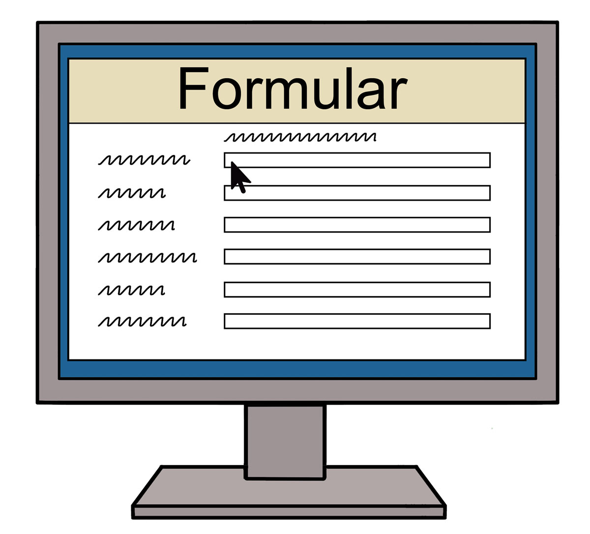 Online-Formular am Computer
