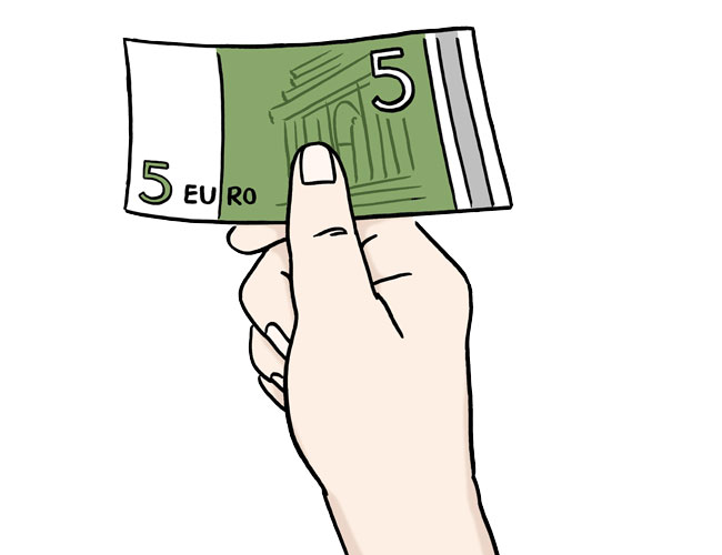 Hand mit Geldscheinen