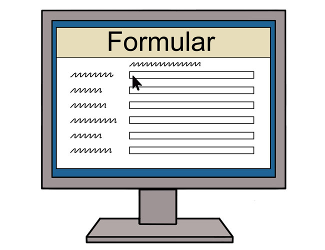 Computer mit geöffnetem Formular-Bildschirm