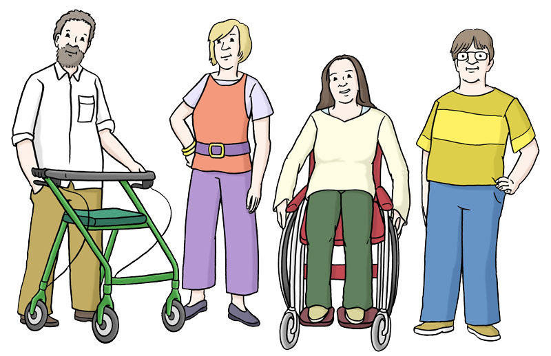 Vier Mitarbeitende mit Behinderung