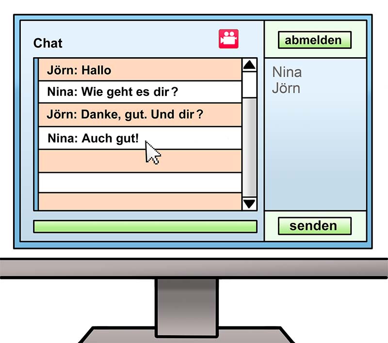 Chat auf Computerbildschirm