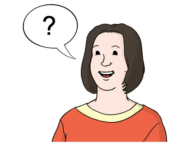 Frau stellt Frage