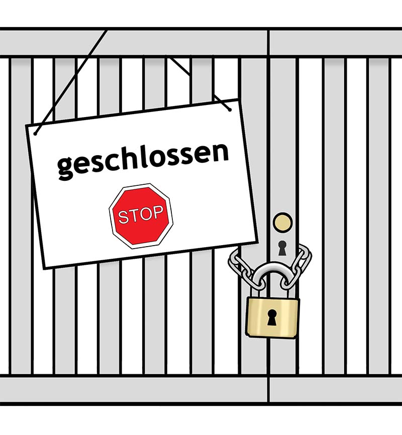 Gitter mit Geschlossen-Schild