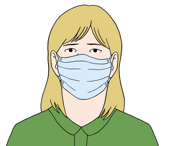 Eine Frau mit Mund-Nasen-Schutz
