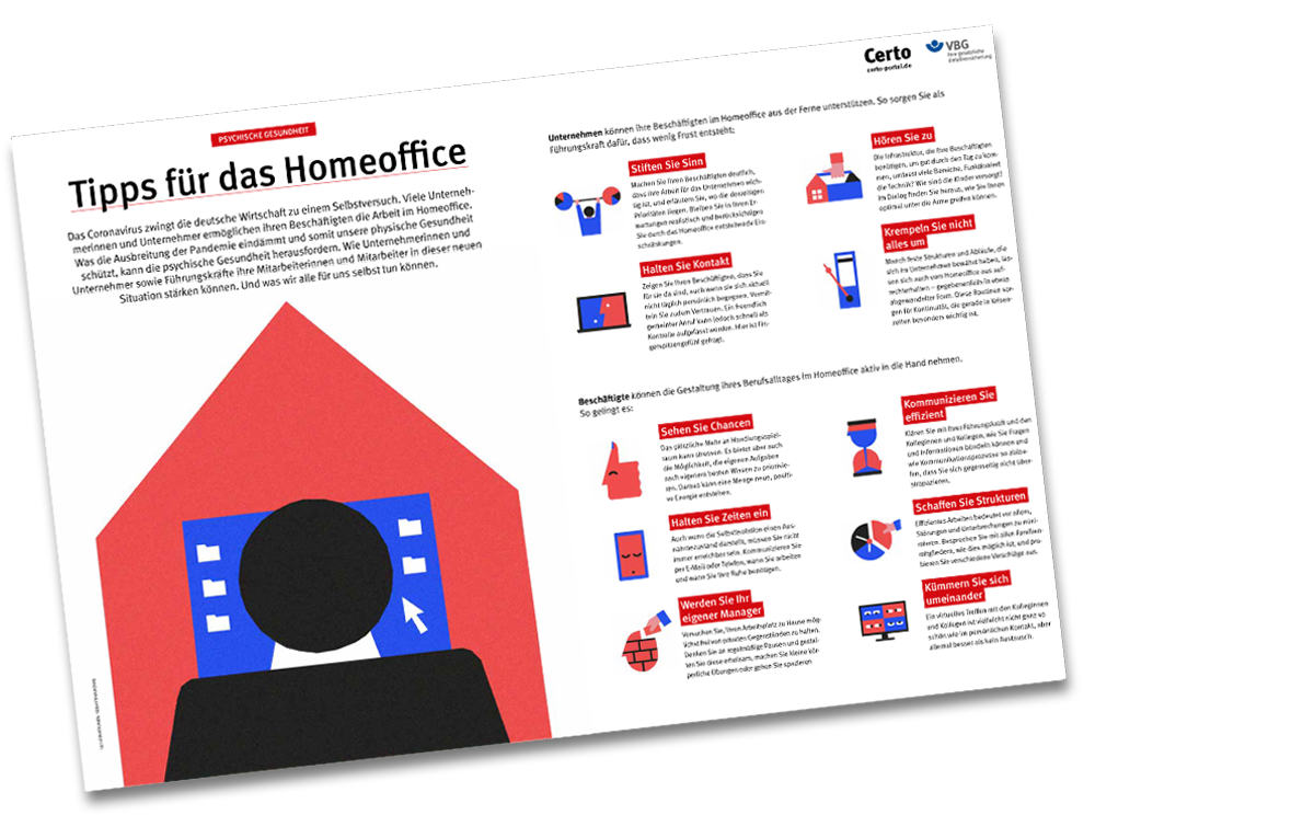 Poster mit Tipps zum gesunden Arbeiten im Homeoffice zum Herunterladen