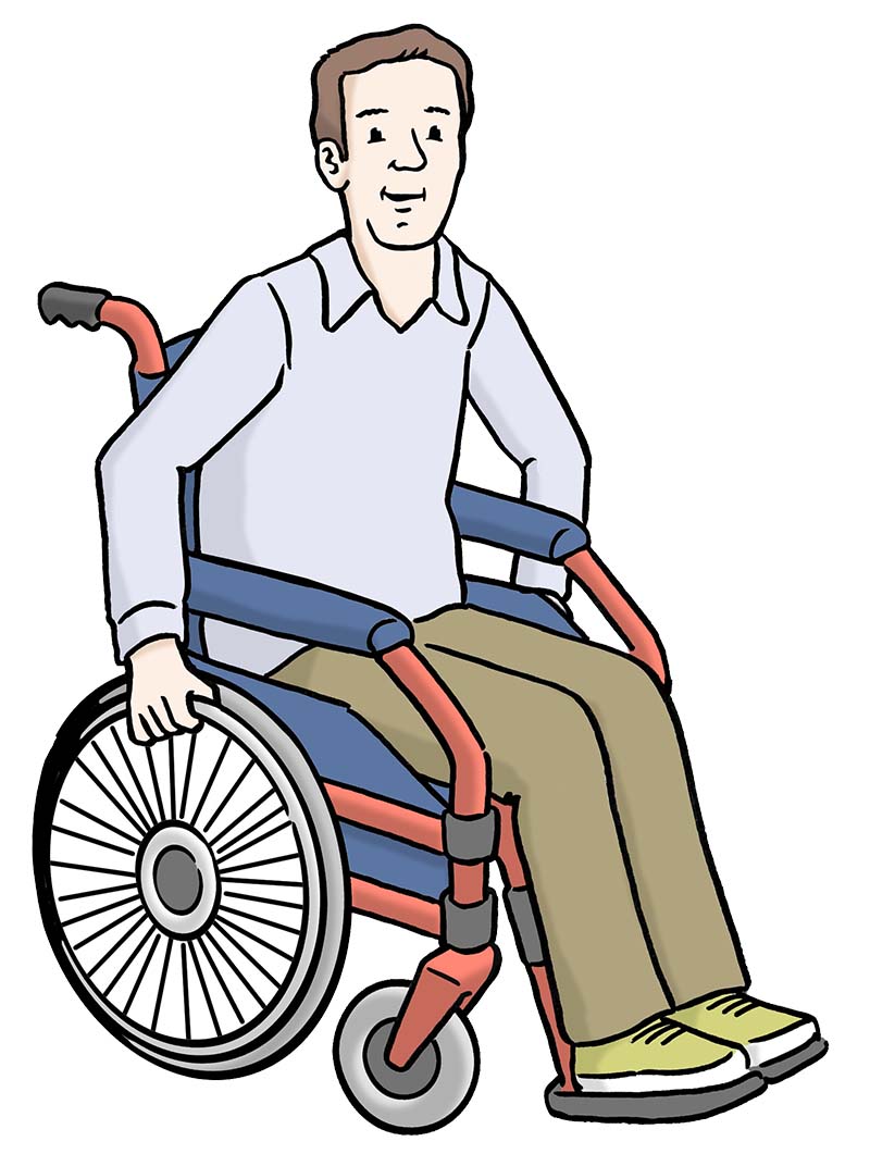 Mann sitzt im Rollstuhl
