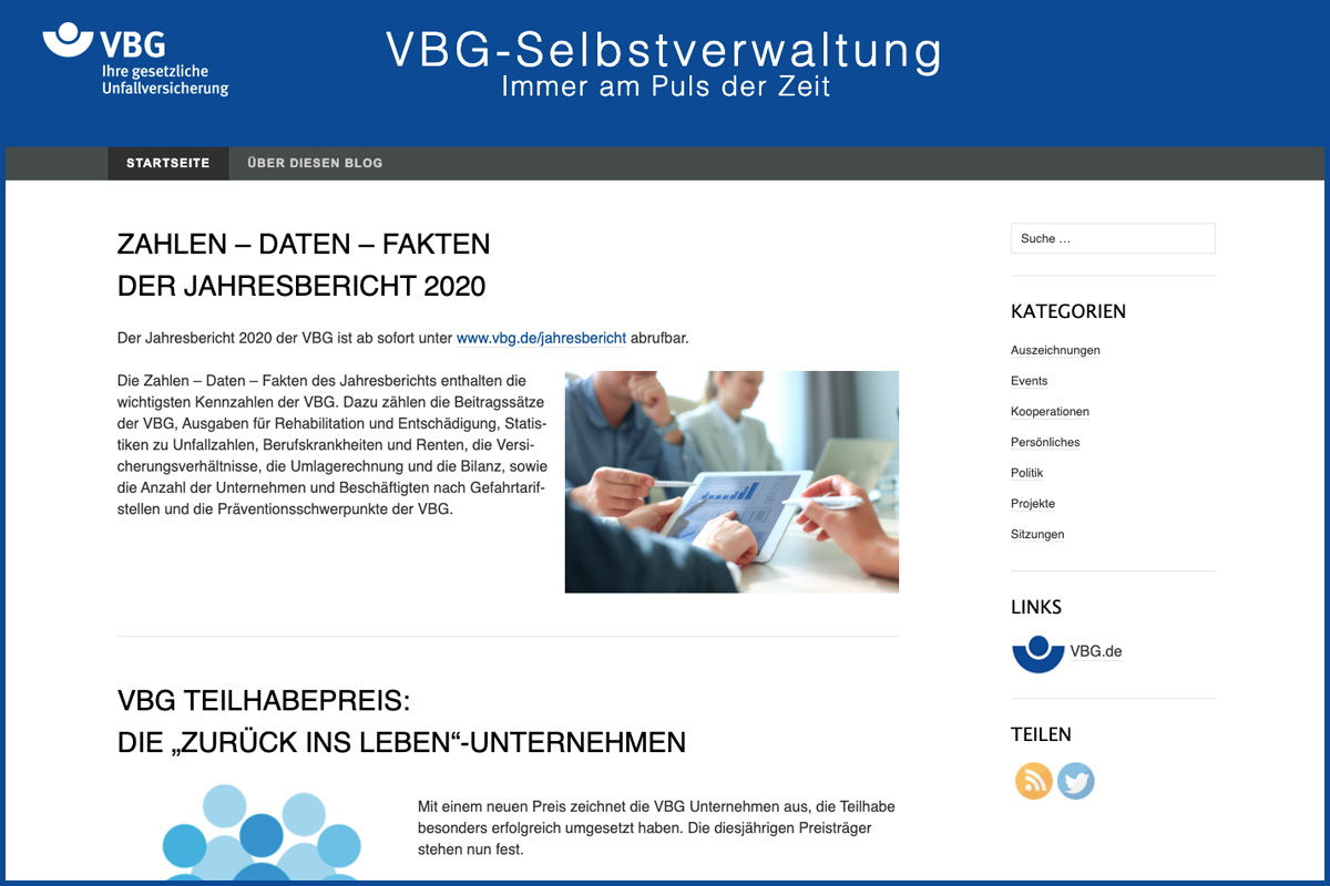 Wer sich für die Aufgaben und Entscheidungen der VBG-Selbstverwahltung interessiert, findet Antworten auf dem VBG-Puls-Blog.