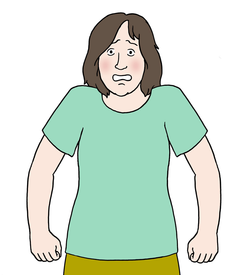 Eine angespannte Frau.