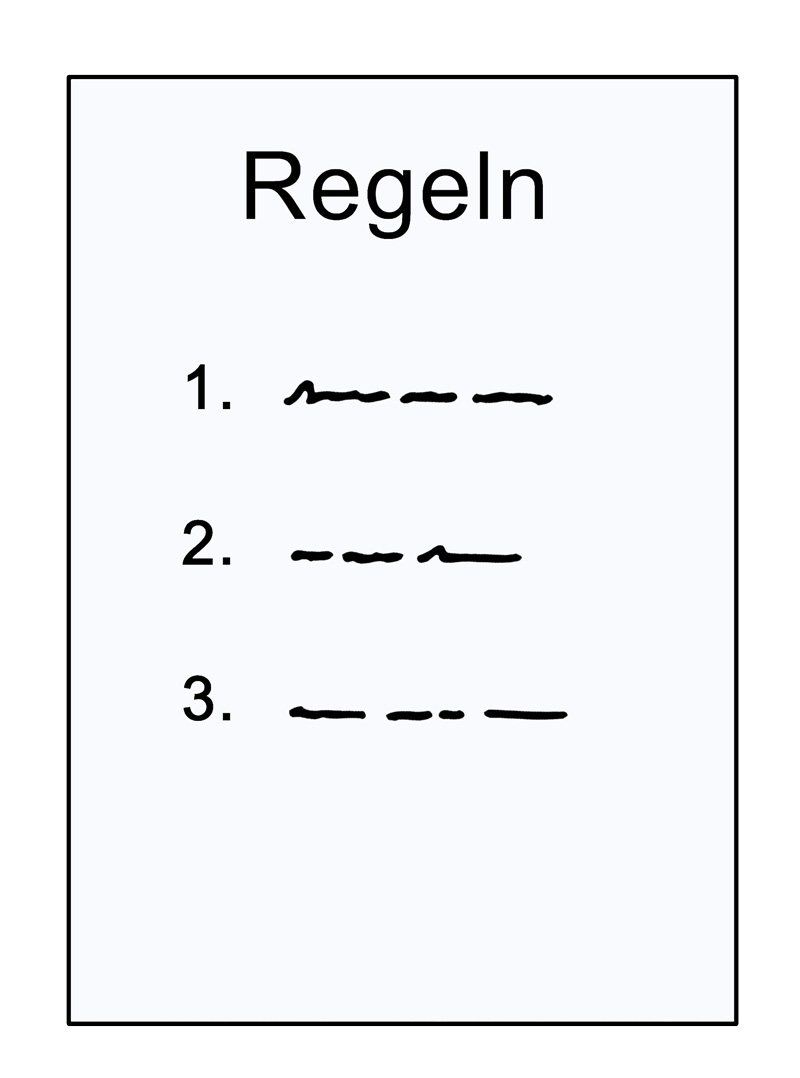 Ein Blatt Papier mit Regeln.