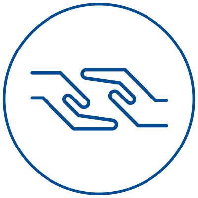 Icon: Zwei Hände greifen Ineinander