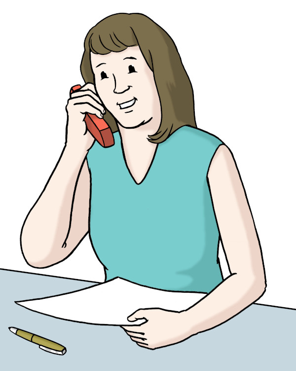 Eine Frau mit Telefon