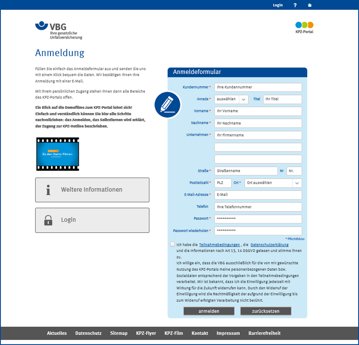 Screenshot KPZ-Portal