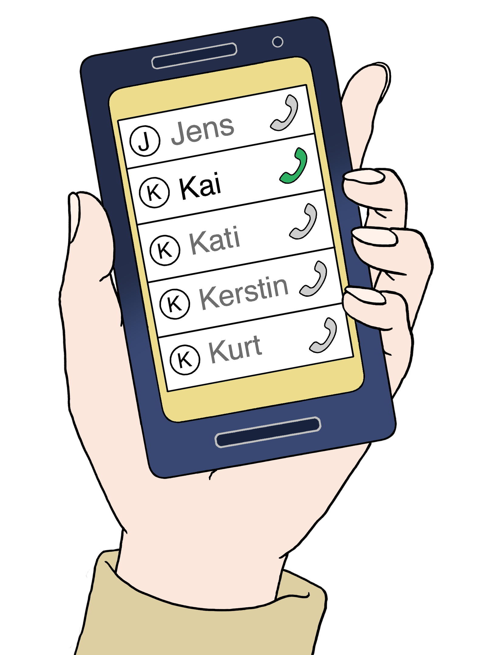 Adressbuch eines Smartphone.
