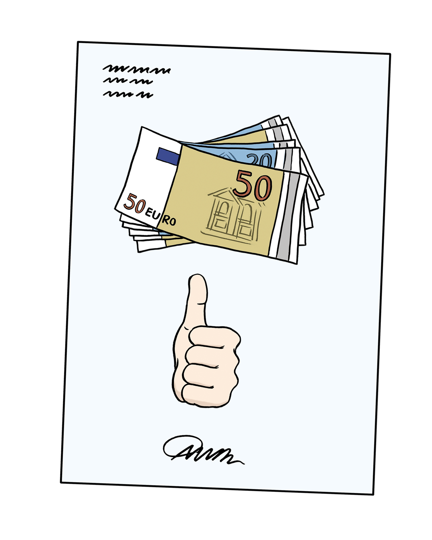 Ein Symbol mit Geld. 