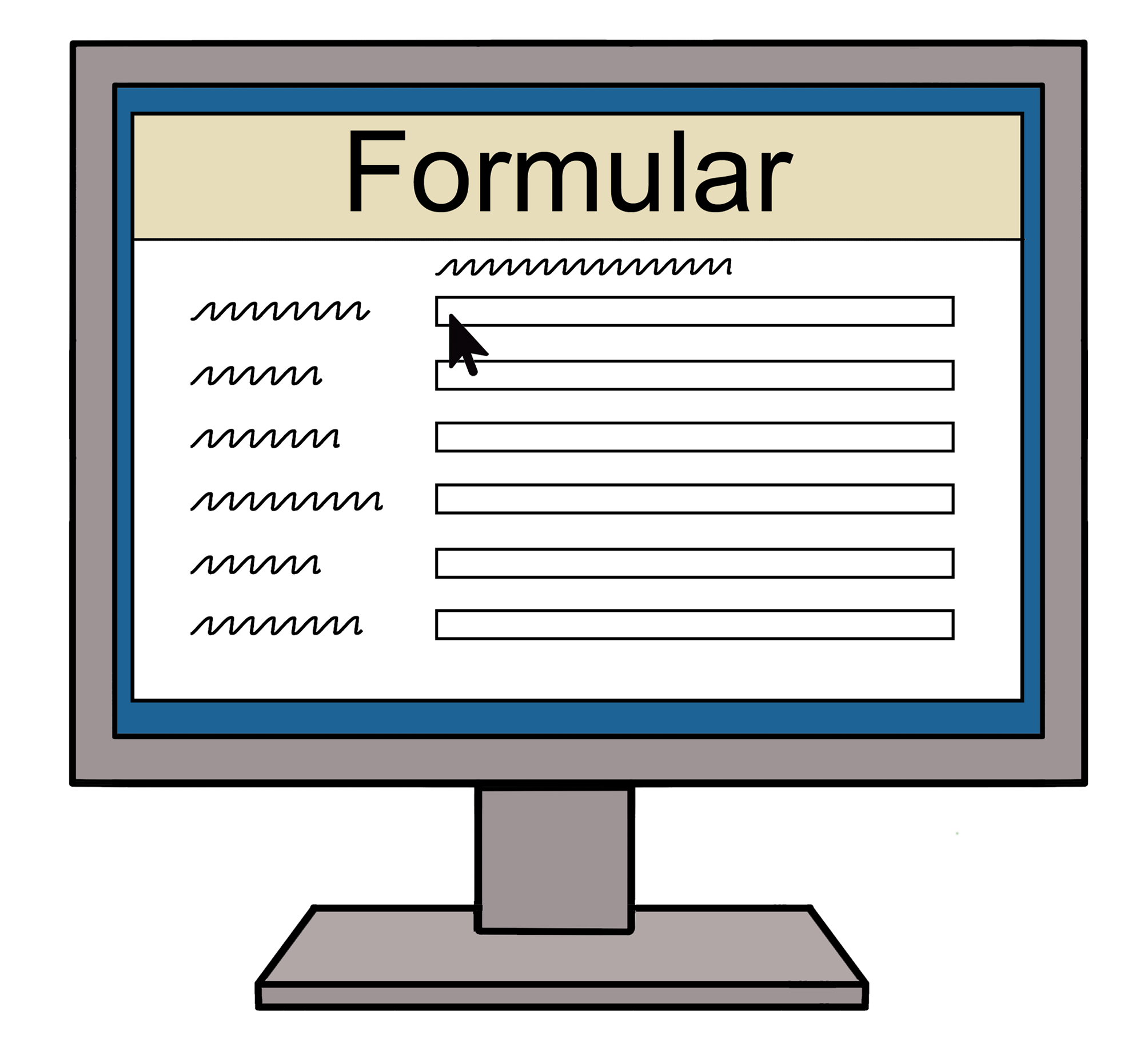Ein Computerbildschirm auf dem ein Formular zu sehen ist. 