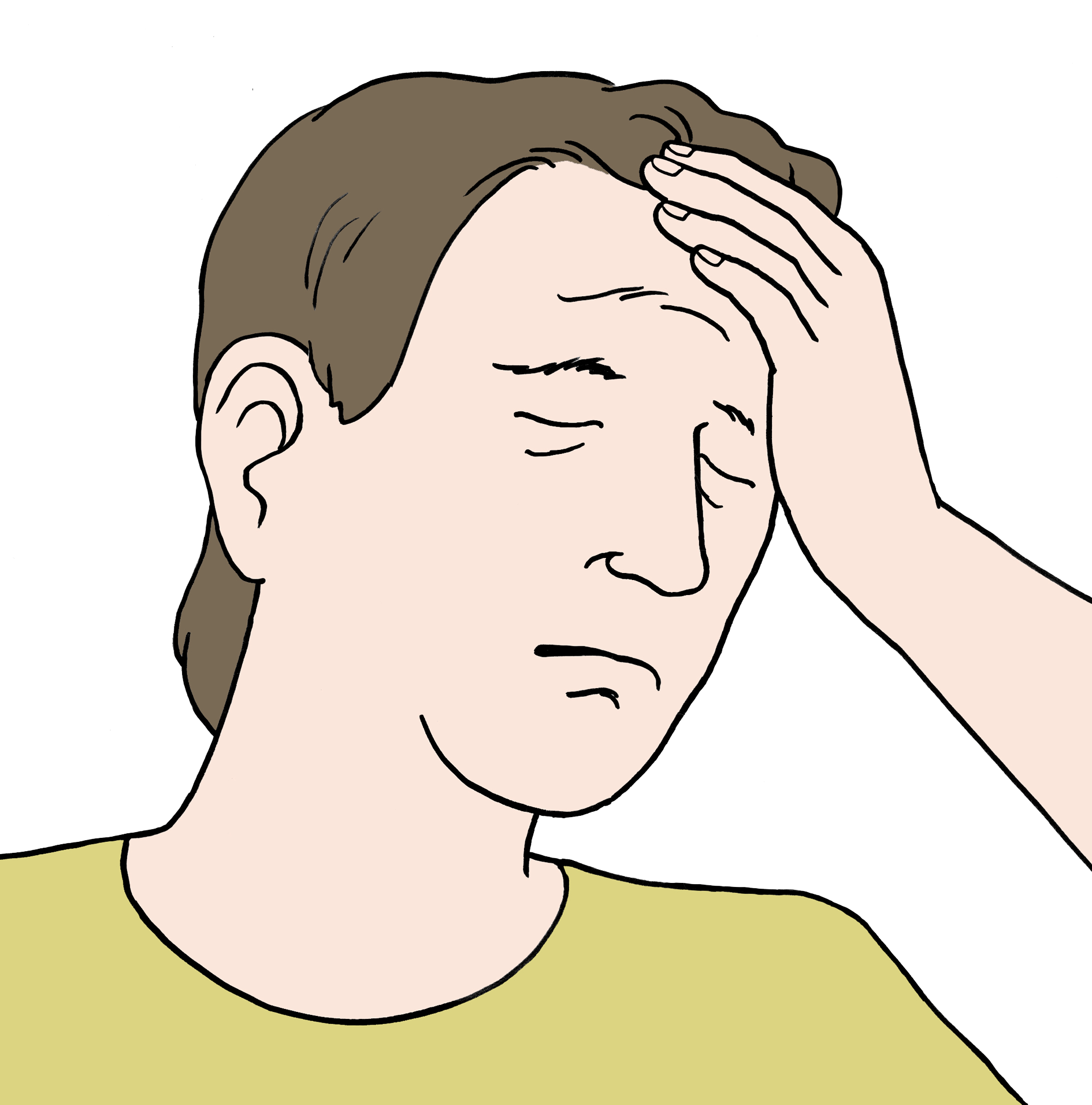 Illustration von Mann der sich die Stirn hält