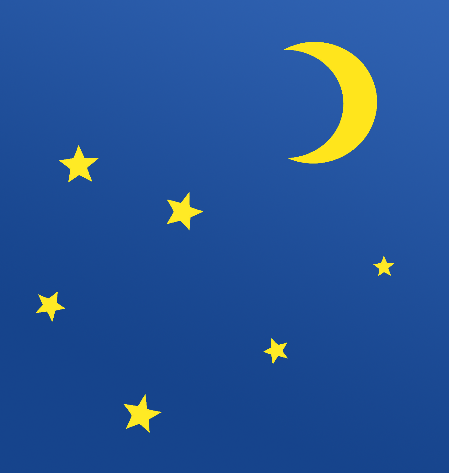 Dunkelblauer Himmel mit Sternen und dem Mond