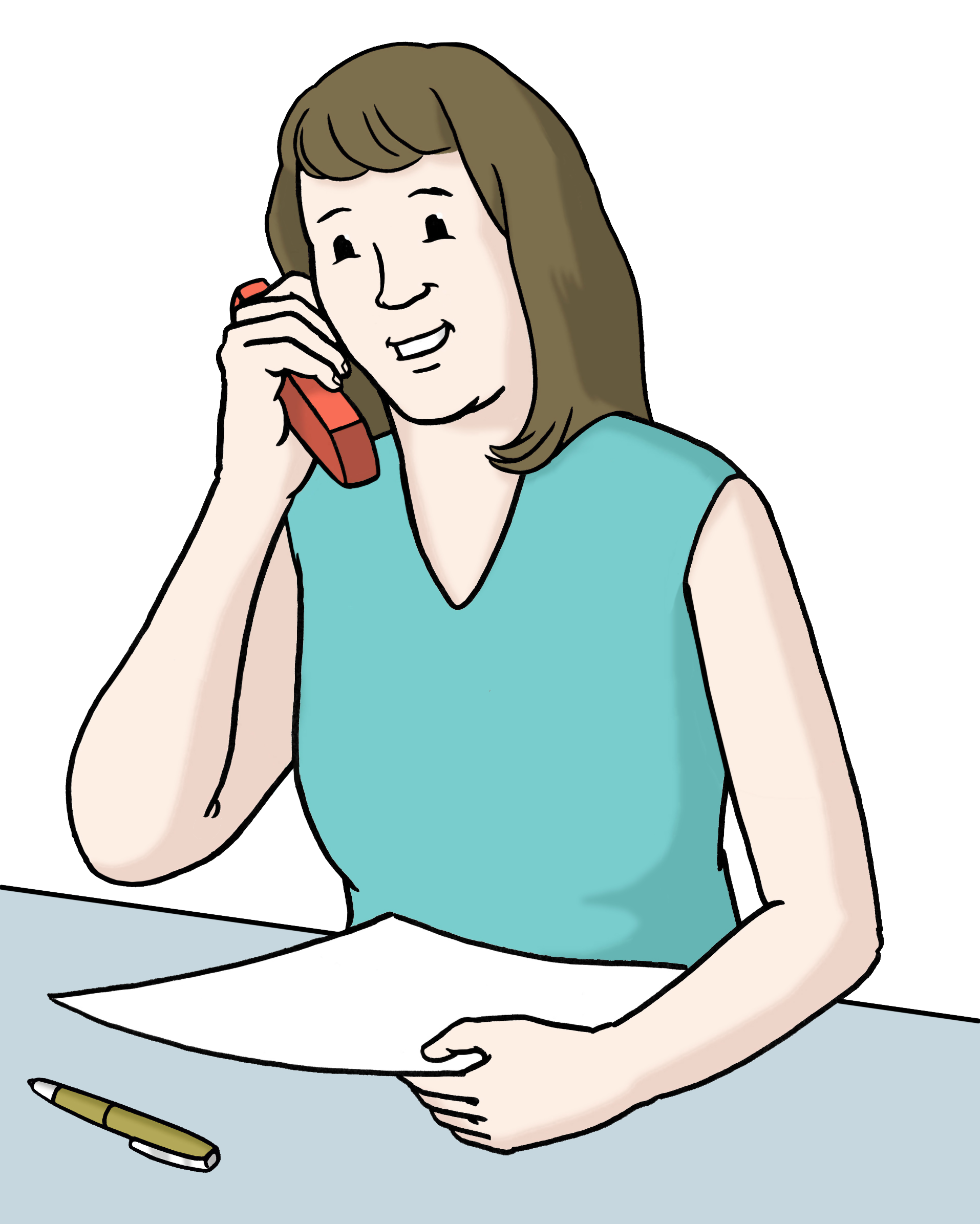 Illustration: Eine Frau telefoniert lächelnd.